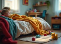 Bambini che dormono serenamente in un letto