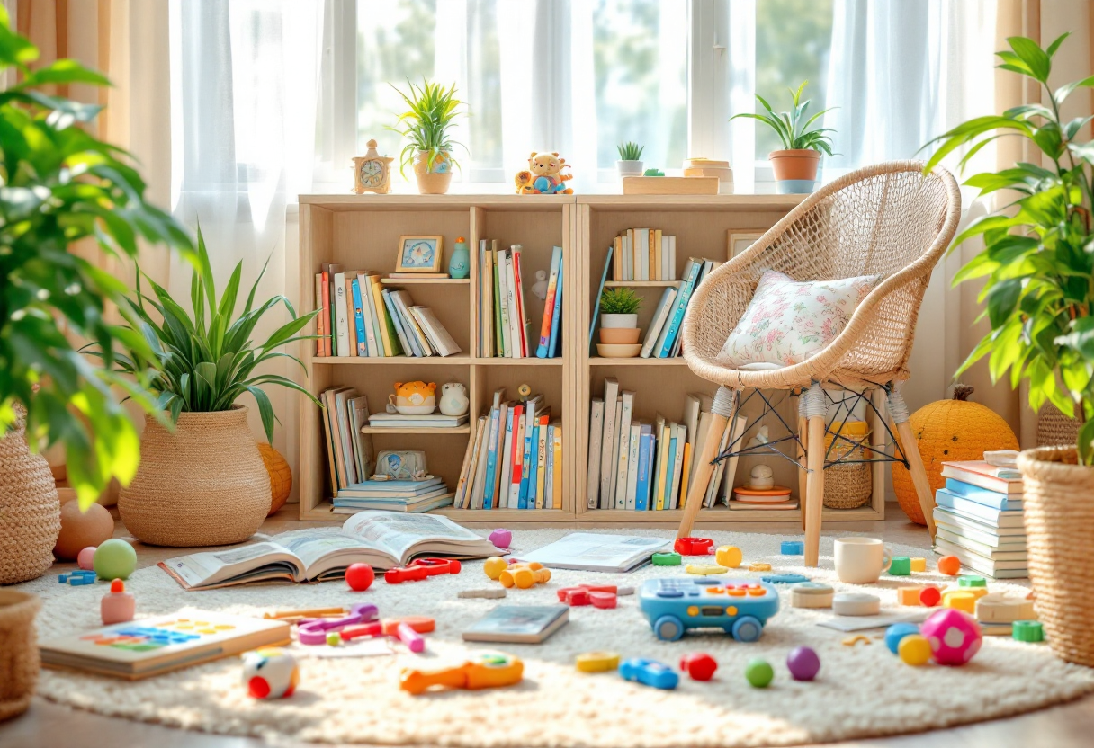 Bambini che leggono e ascoltano musica insieme
