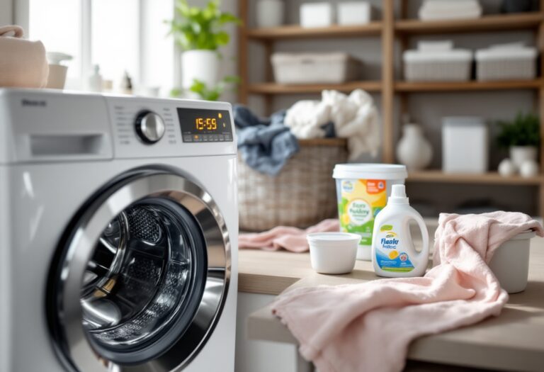 Lavatrice efficiente che risparmia energia e acqua