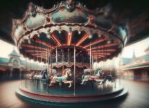 Giostra colorata che evoca nostalgia e divertimento