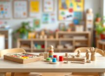 Bambini che apprendono in un ambiente Montessori